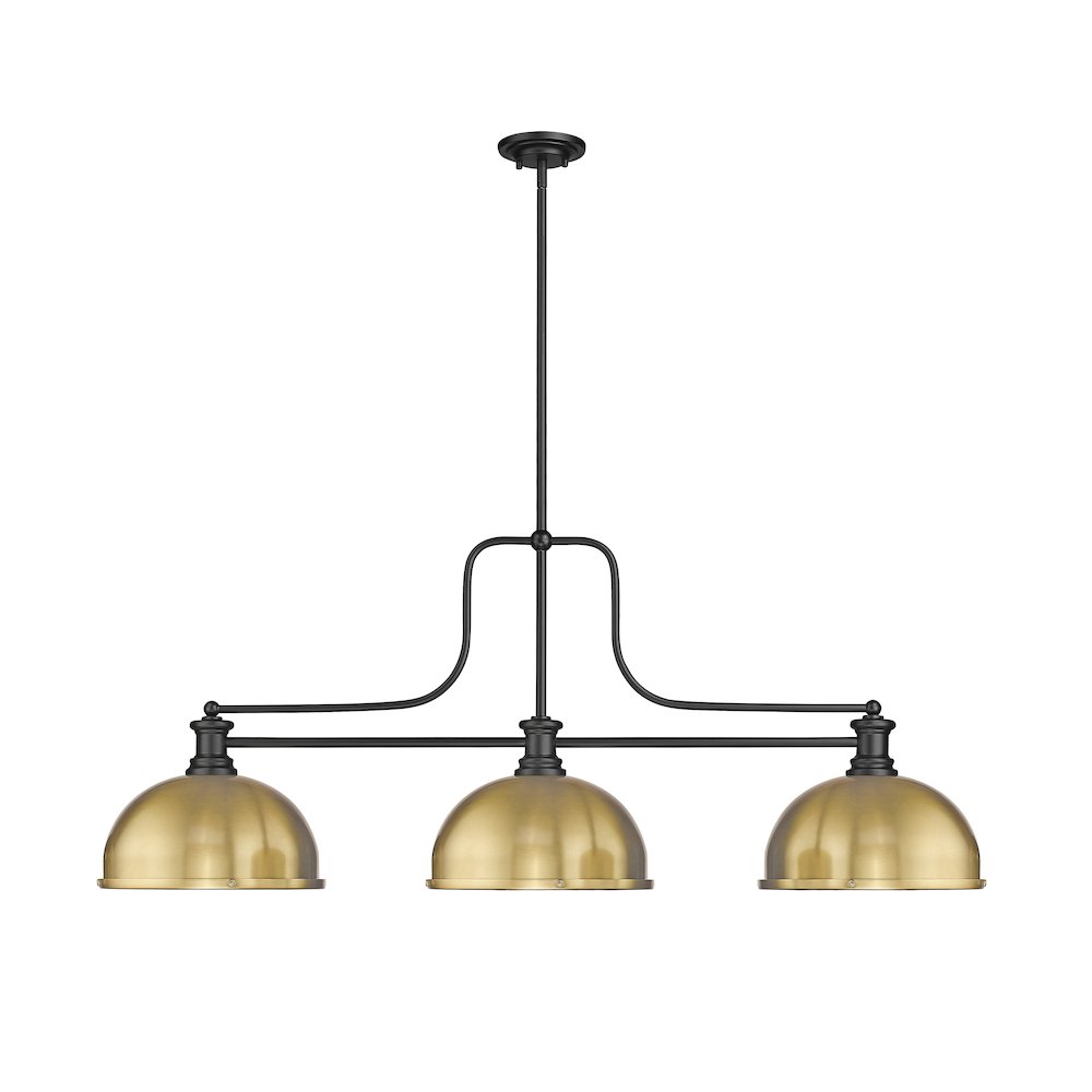 Z-Lite Melange 3 Light Billiard, Steel Frame, Heritage Brass Shade Color. Picture 2