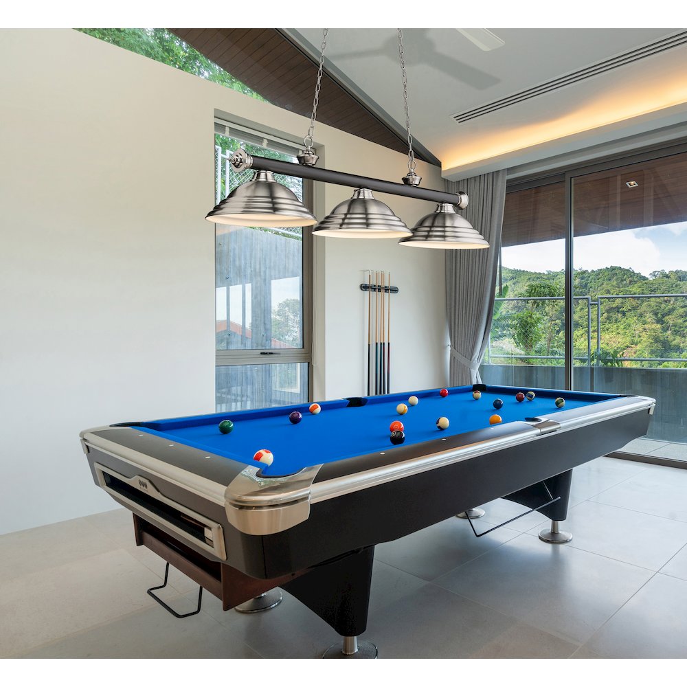 Z-Lite Cordon 3 Light Billiard, Steel Frame, Brushed Nickel Shade Color. Picture 7