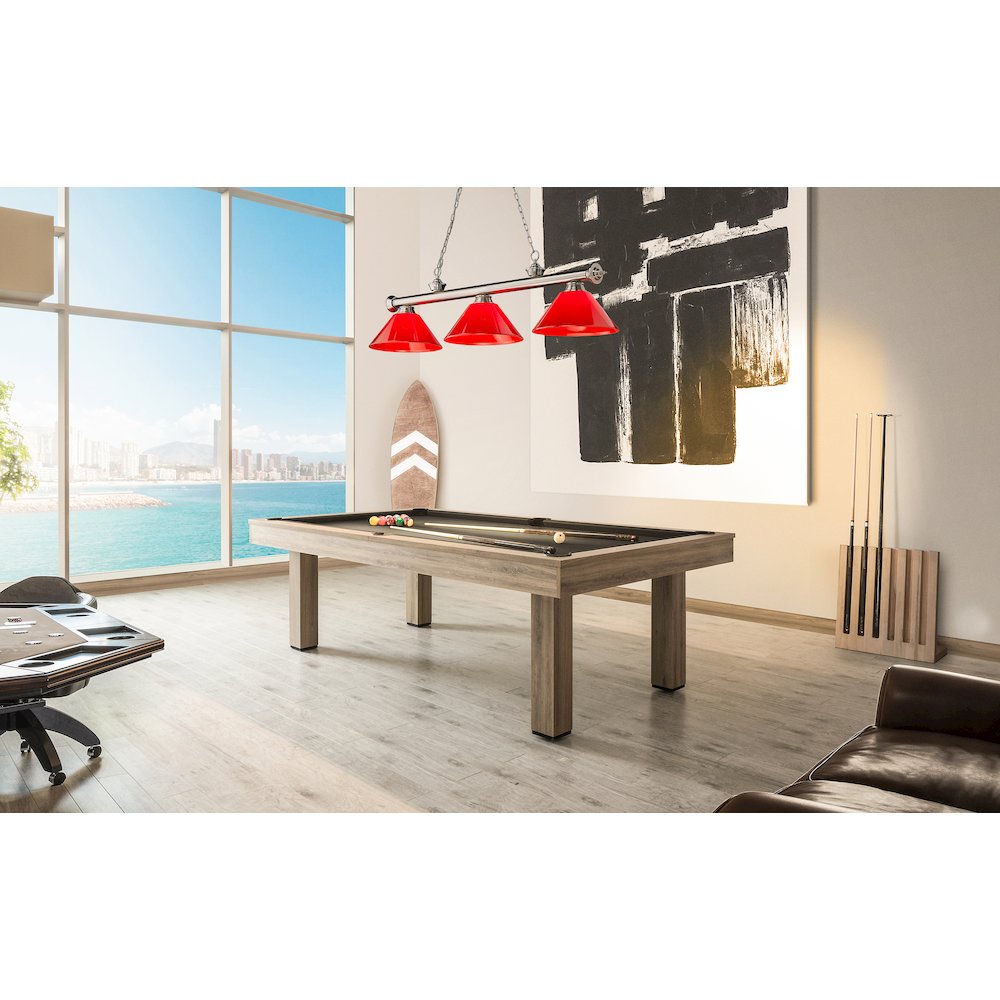 Z-Lite Cordon 3 Light Billiard, Steel Frame, Red Shade Color. Picture 7