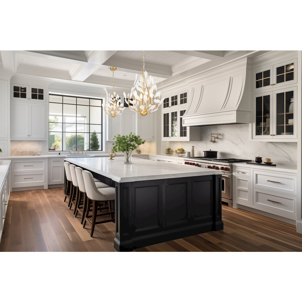Z-Lite 4 Light Chandelier, Modern Gold. Picture 6