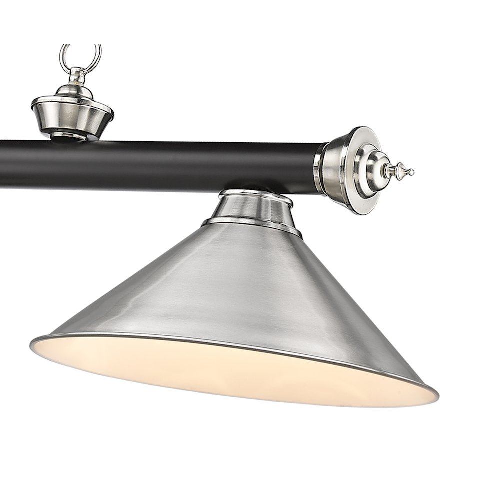 Z-Lite Cordon 3 Light Billiard, Steel Frame, Brushed Nickel Shade Color. Picture 4