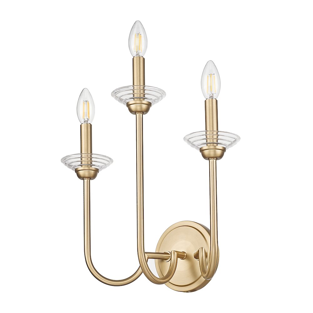 Z-Lite Allistair 3 Light Wall Sconce in Modern Gold color, Steel frame. Picture 5