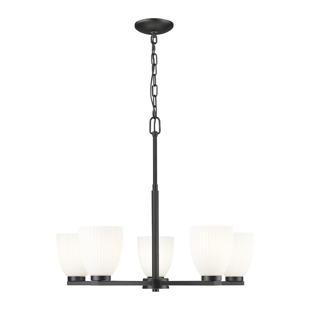 Z-Lite Naya 5 Light Chandelier in Matte Black color, Steel frame. Picture 1