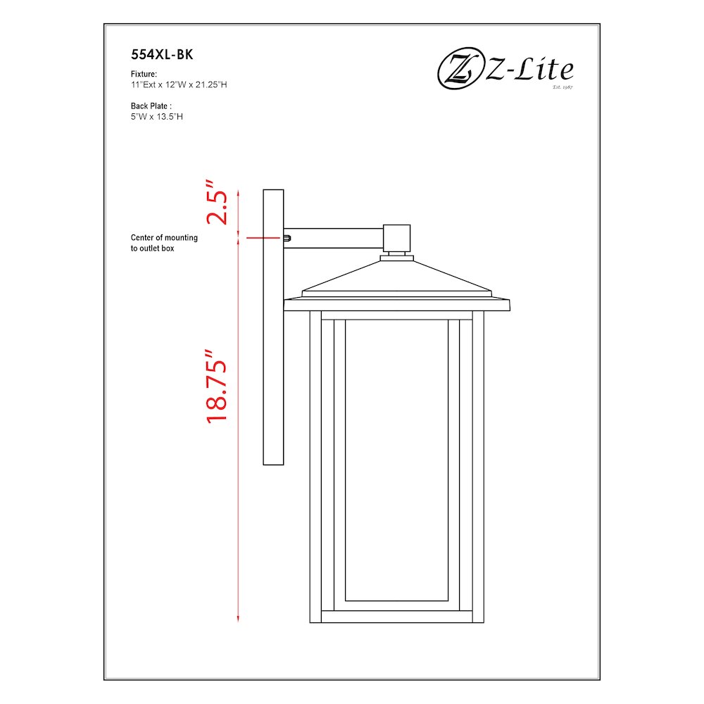 Z-Lite 3 Light Outdoor Wall Light. Picture 2