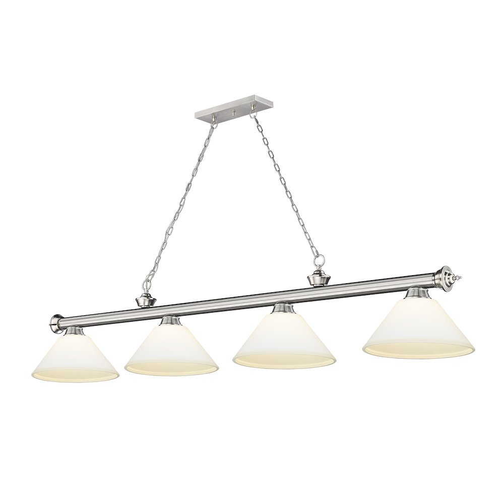 Z-Lite Cordon 4 Light Billiard, Steel Frame, Matte Opal Shade Color. Picture 1