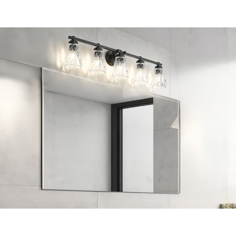 Z-Lite 5 Light Vanity, Matte Black. Picture 5