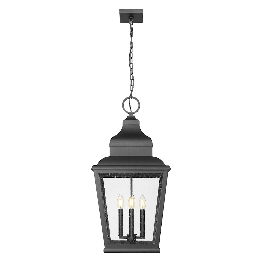 Z-Lite 4 Light Outdoor Chain Mount Ceiling Fixture, Sand Black. Picture 2