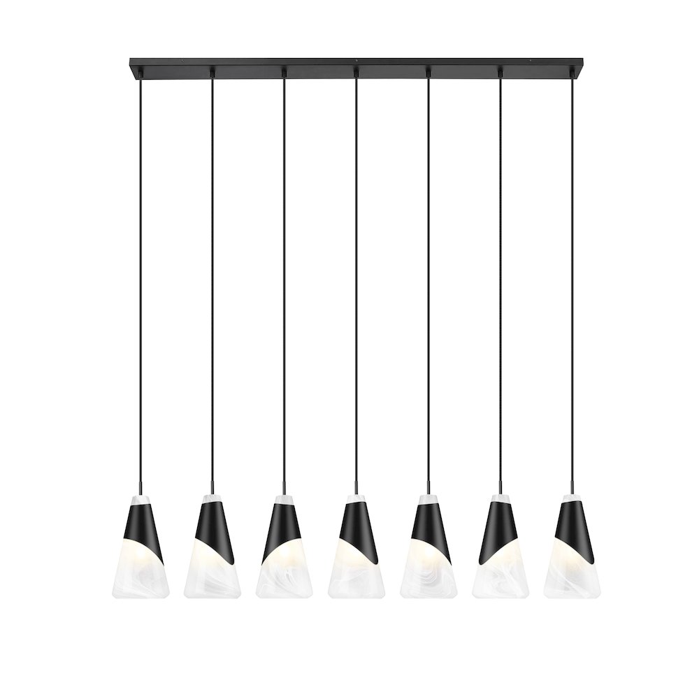 Z-Lite Aimie 7 Light Linear Chandelier, Matte Black. Picture 3