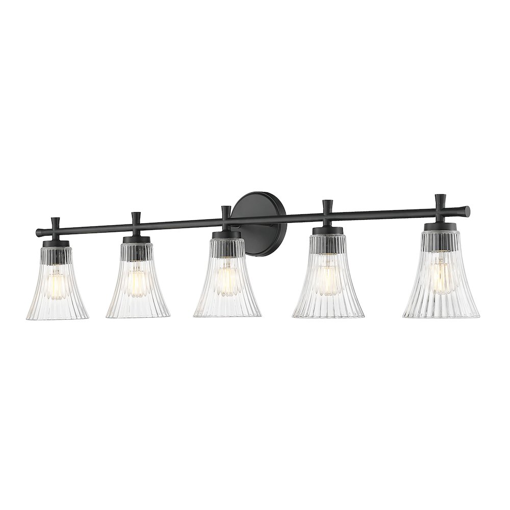 Z-Lite Belle 5 Light Vanity in Matte Black color, Steel frame. Picture 1