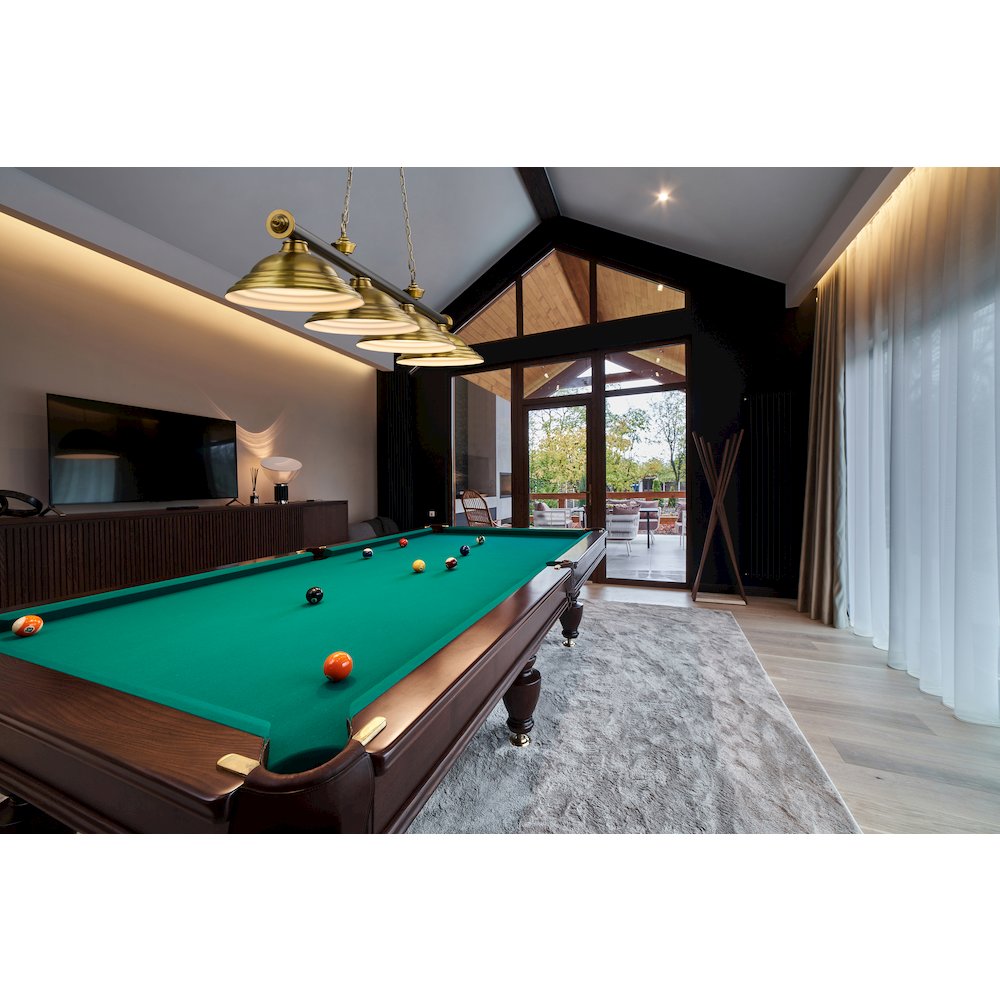 Z-Lite Cordon 4 Light Billiard, Steel Frame, Rubbed Brass Shade Color. Picture 7