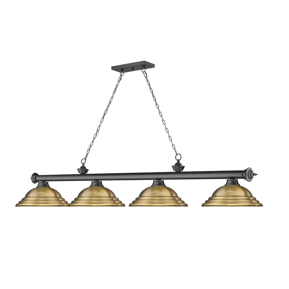 Z-Lite Cordon 4 Light Billiard, Steel Frame, Rubbed Brass Shade Color. Picture 3
