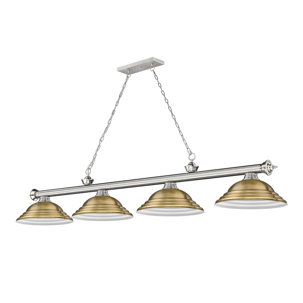 Z-Lite Cordon 4 Light Billiard, Steel Frame, Rubbed Brass Shade Color. Picture 5