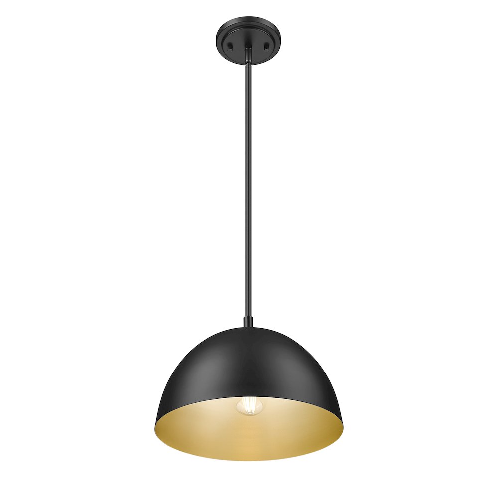 Z-Lite 1 Light Pendant, Matte Black. Picture 2