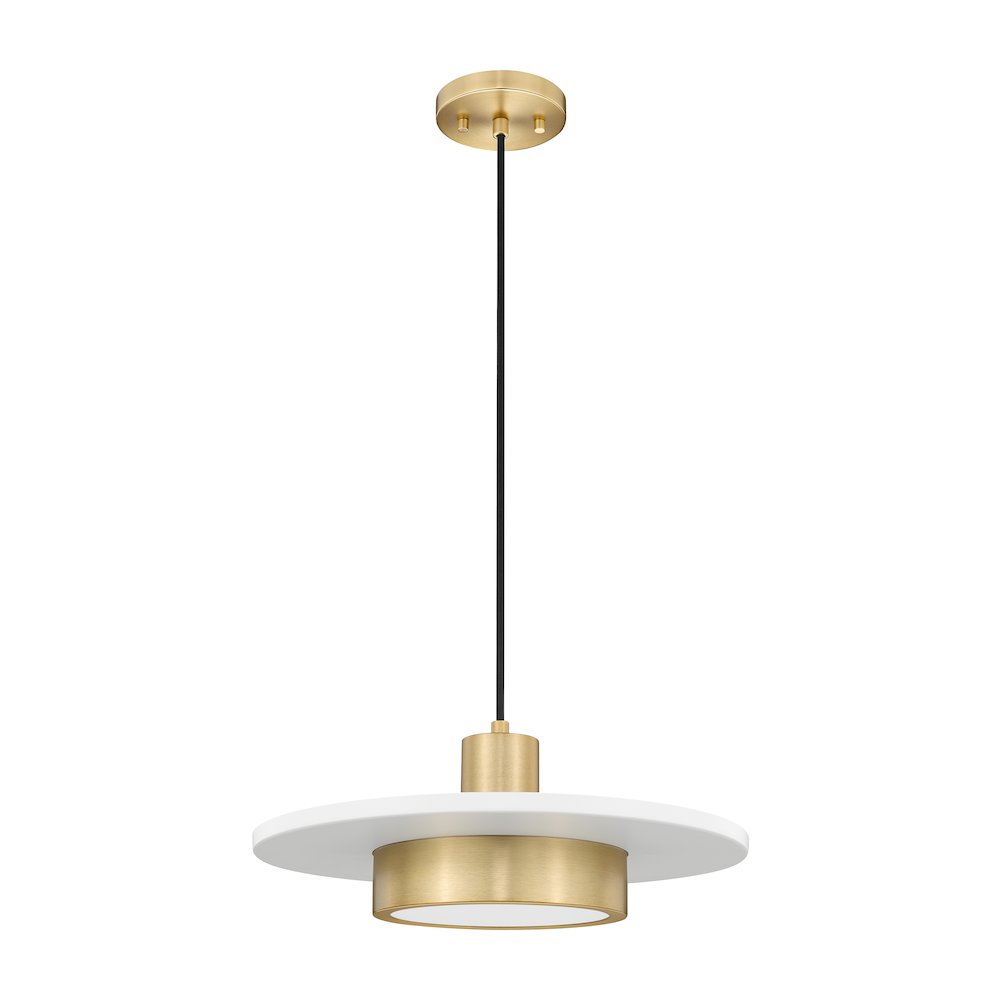 Z-Lite 1 Light Pendant, Matte White + Modern Gold. Picture 7