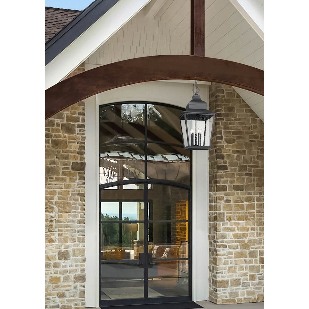 Z-Lite 5 Light Outdoor Chain Mount Ceiling Fixture, Sand Black. Picture 6