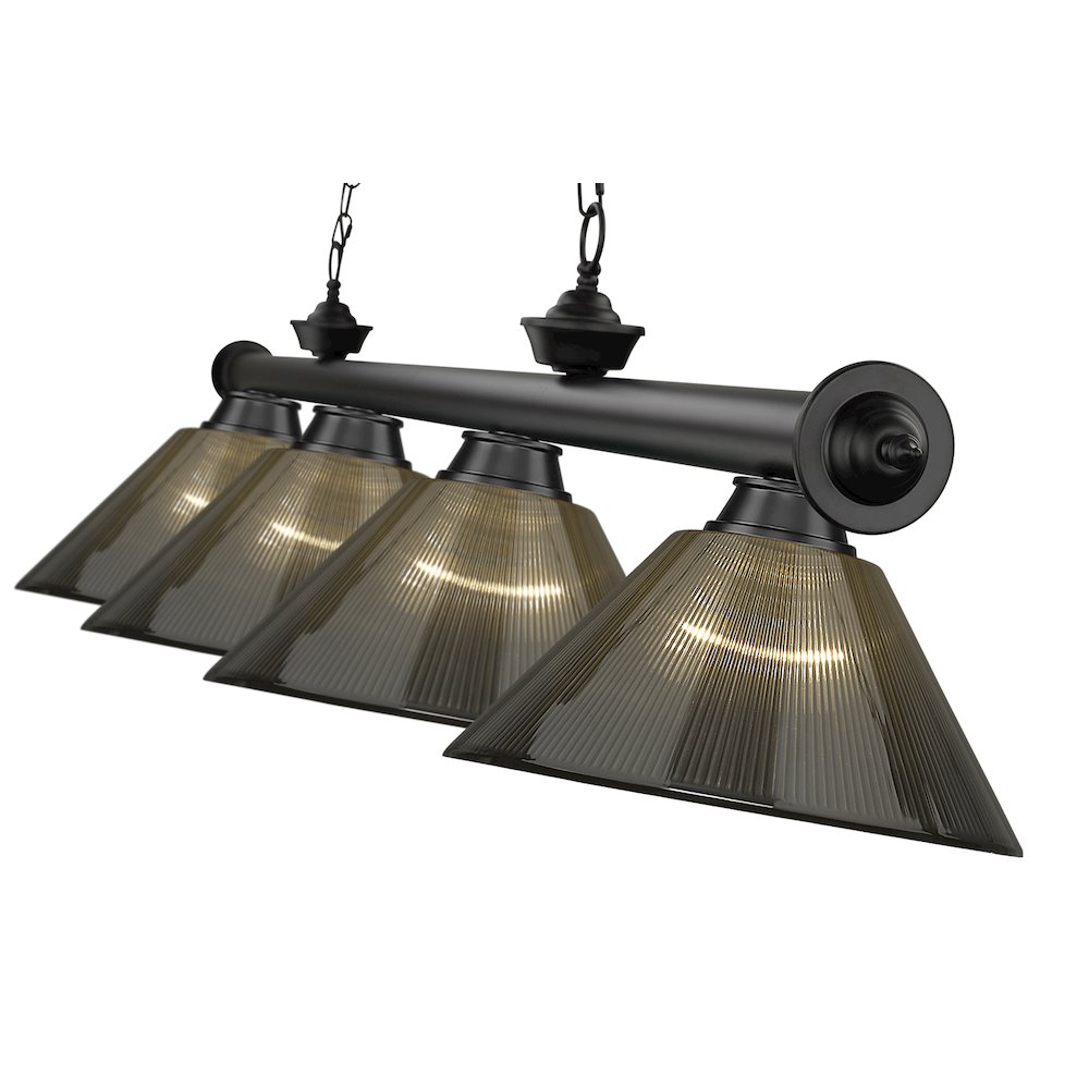Z-Lite Cordon 4 Light Billiard, Steel Frame, Smoke Shade Color. Picture 4