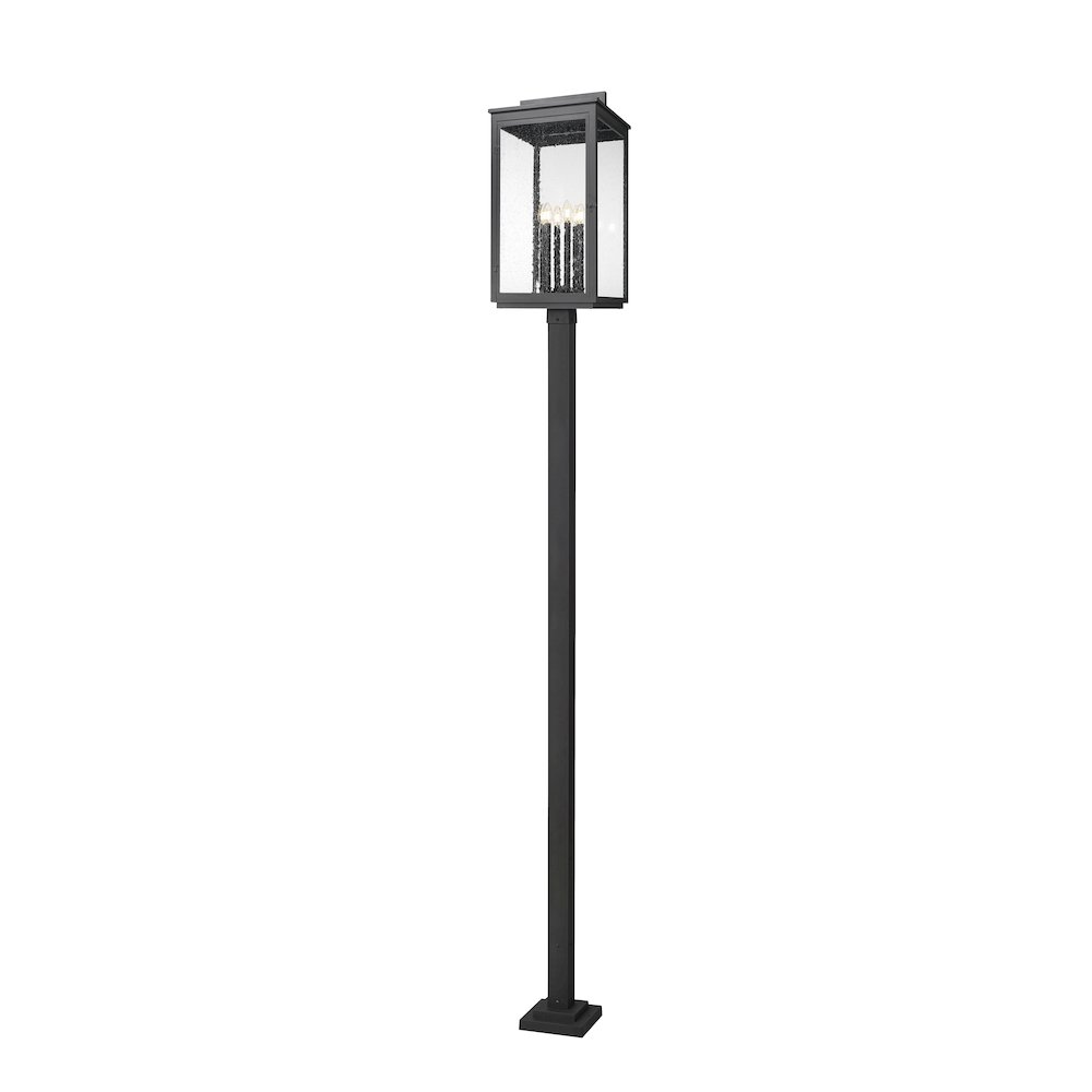 Z-Lite Hartwell 6 Light Outdoor Post Mounted Fixture in Sand Black color. Picture 1