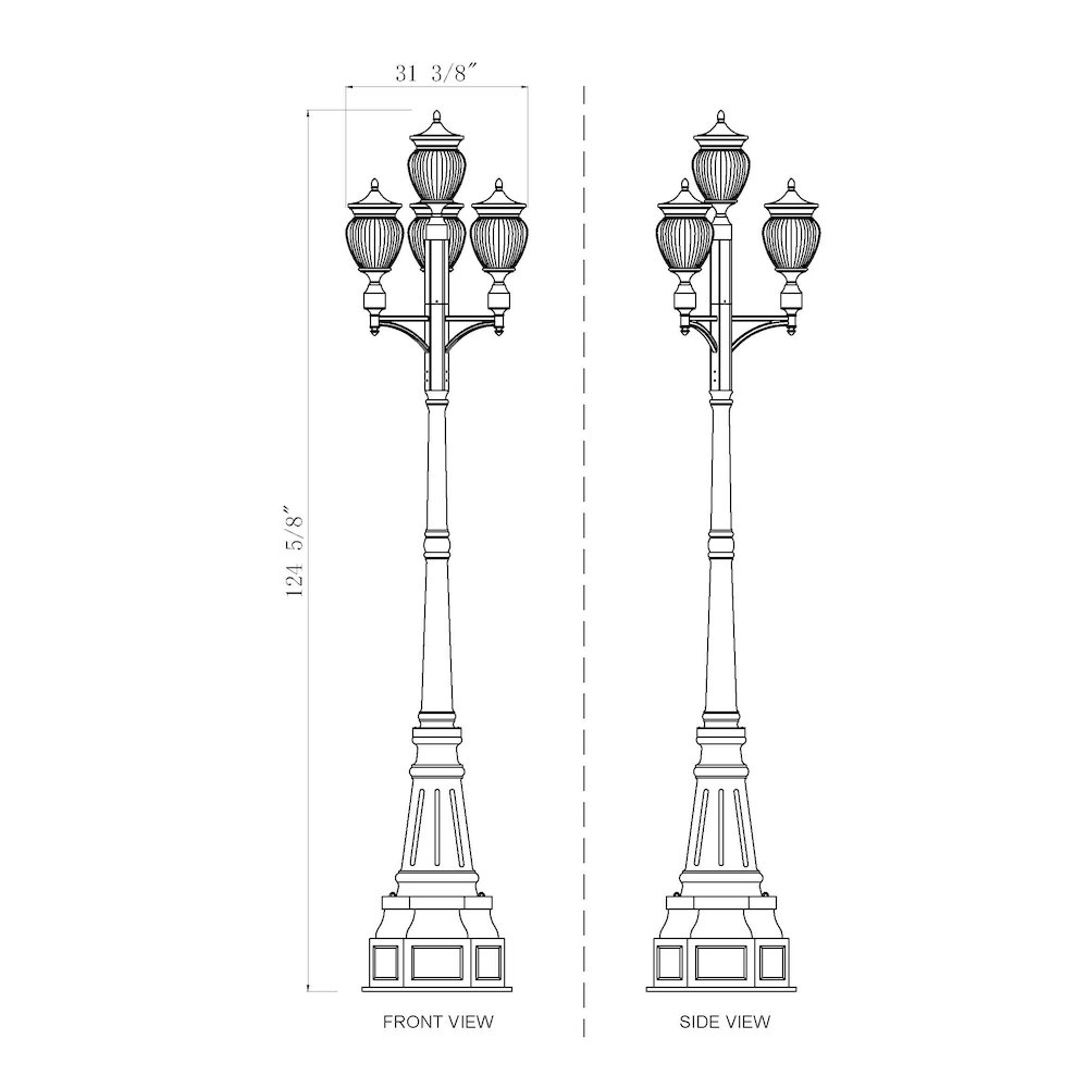 3 Light Outdoor Post Mounted Fixture. Picture 8