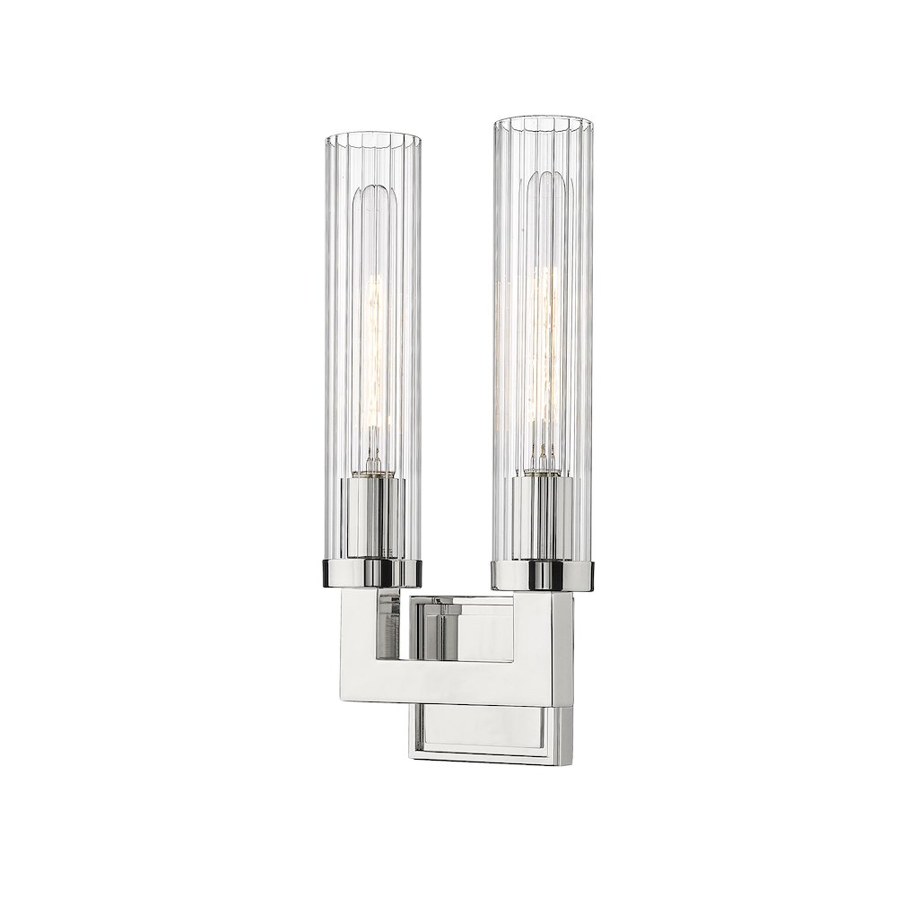 Z-Lite Beau 2 Light Wall Sconce in Polished Nickel Frame Finish. Picture 1
