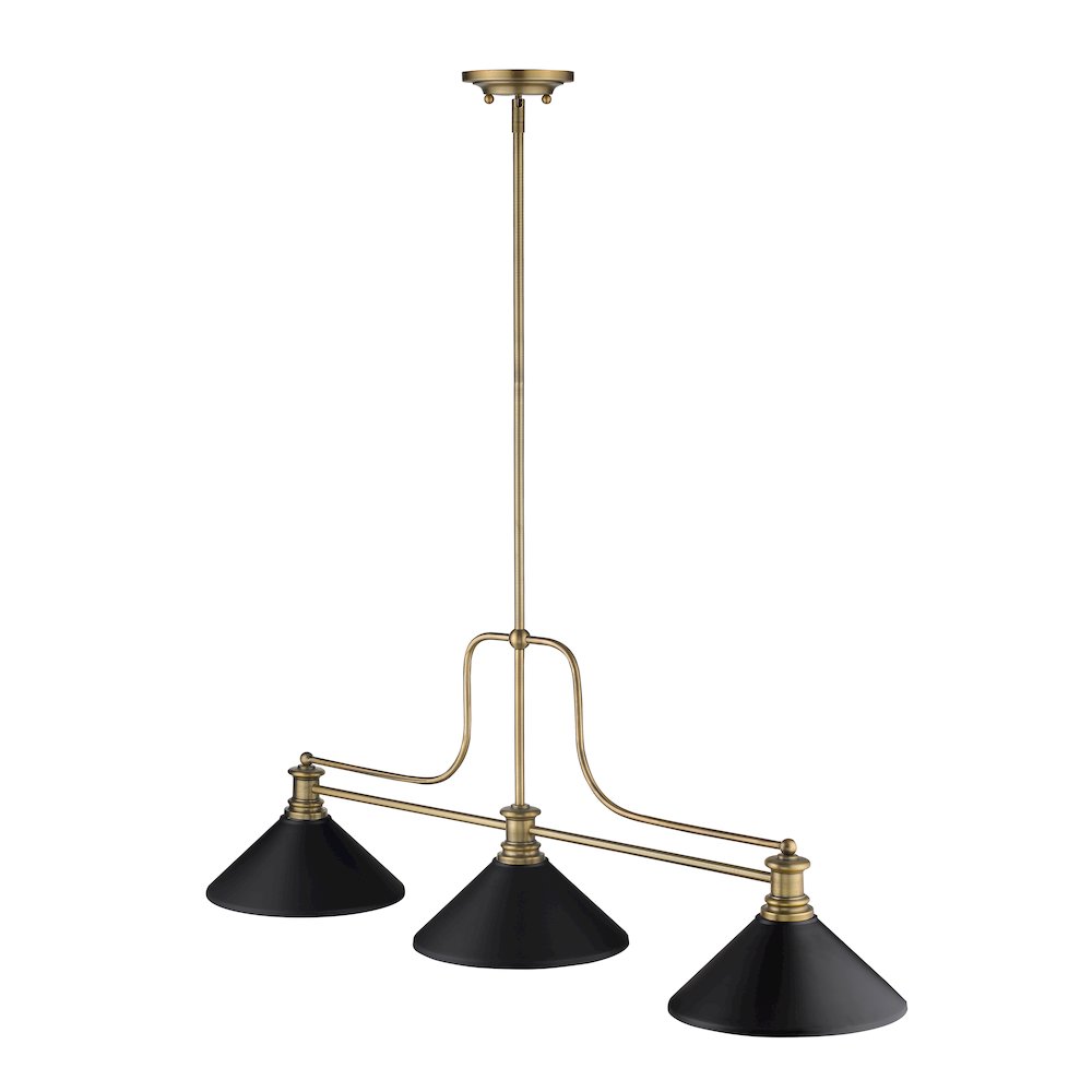 Z-Lite Melange 3 Light Billiard, Steel Frame, Matte Black Shade Color. Picture 4