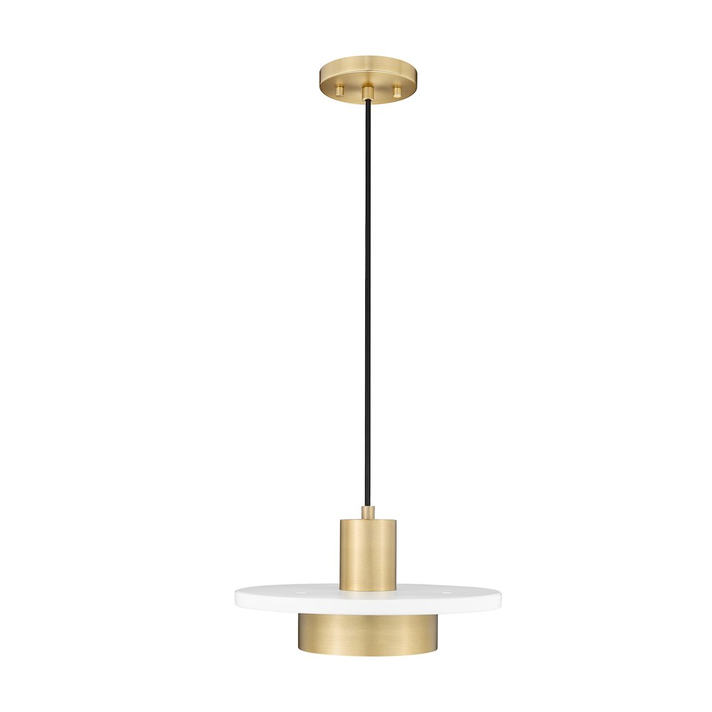Z-Lite 1 Light Pendant, Matte White + Modern Gold. Picture 3