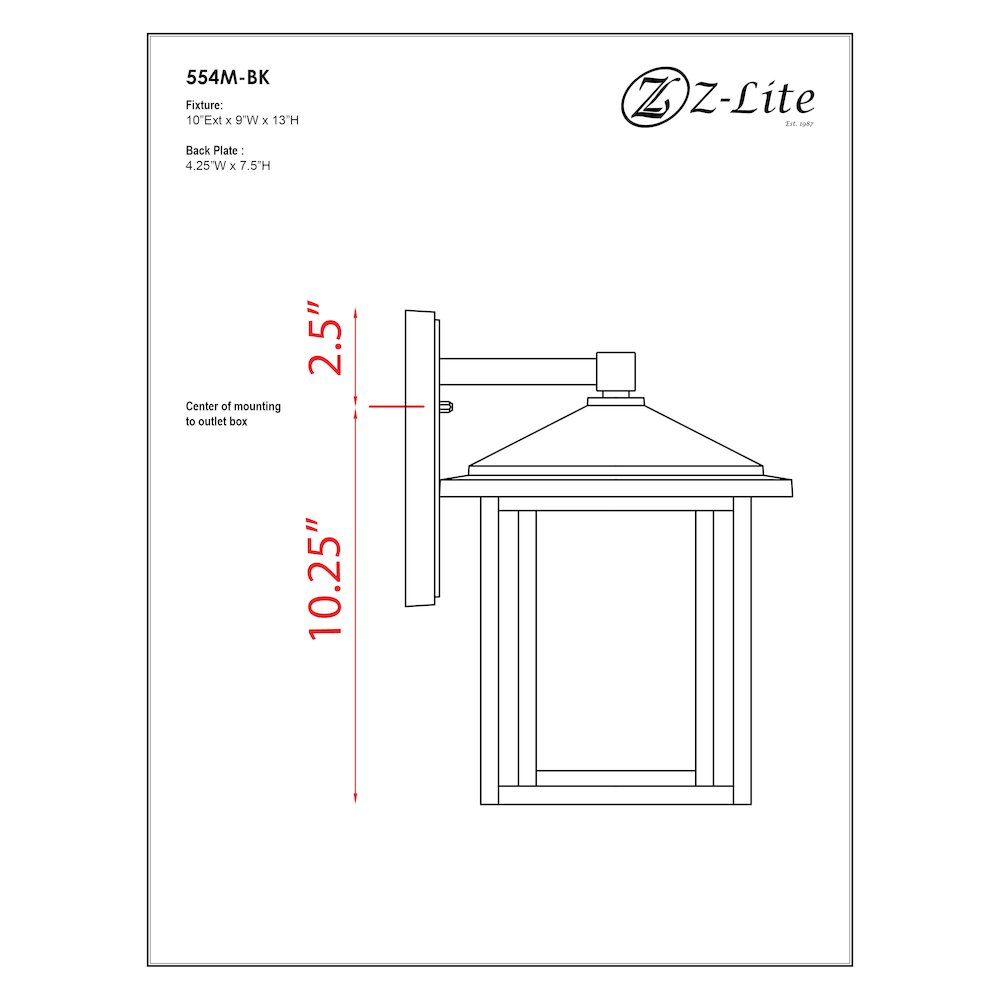 Z-Lite 1 Light Outdoor Wall Light. Picture 2