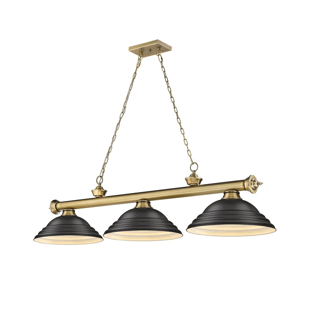 Z-Lite Cordon 3 Light Billiard, Steel Frame, Matte Black Shade Color. Picture 1