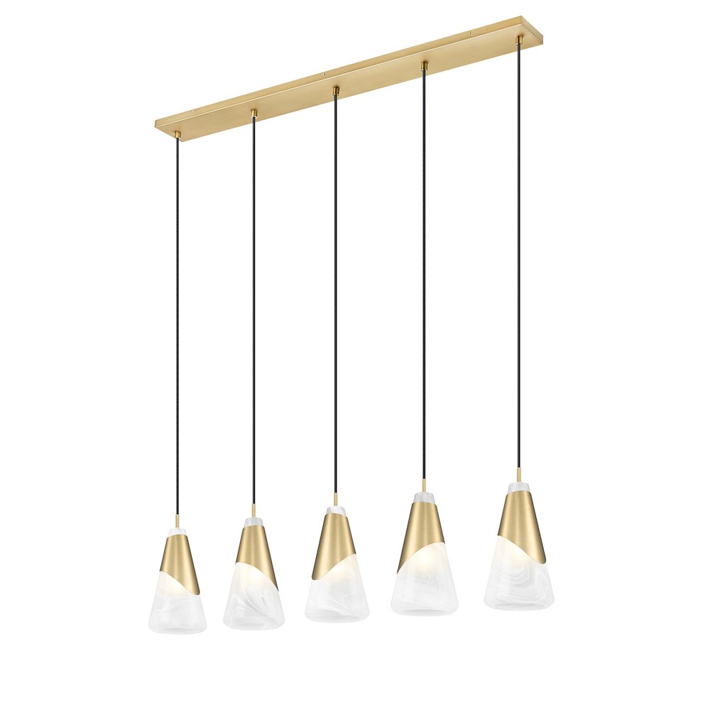 Z-Lite Aimie 5 Light Linear Chandelier, Modern Gold. Picture 2