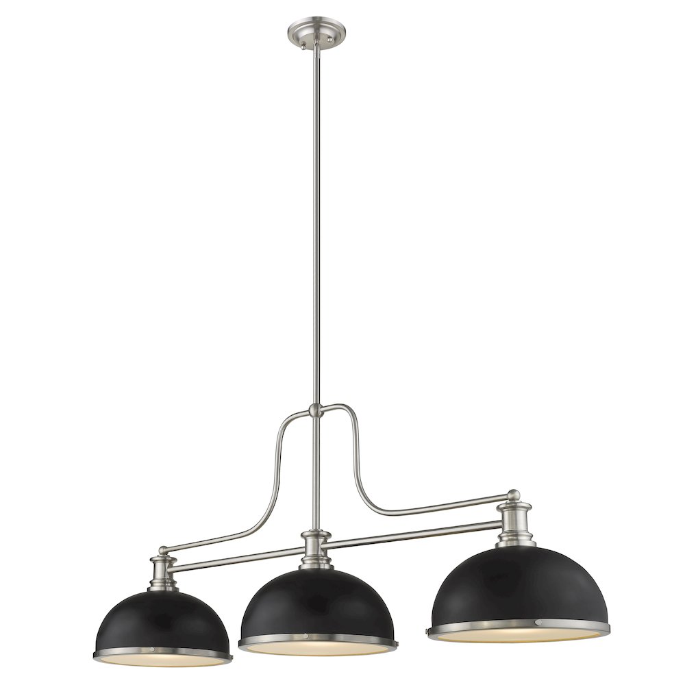 Z-Lite Melange 3 Light Billiard, Matte Black + Brushed Nickel Shade Color. Picture 1