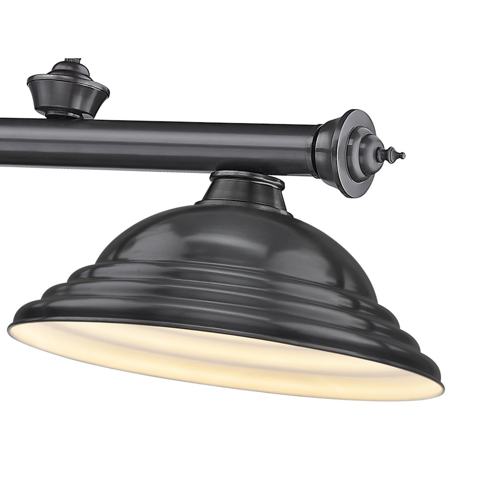 Z-Lite Cordon 3 Light Billiard, Steel Frame, Bronze Plate Shade Color. Picture 4