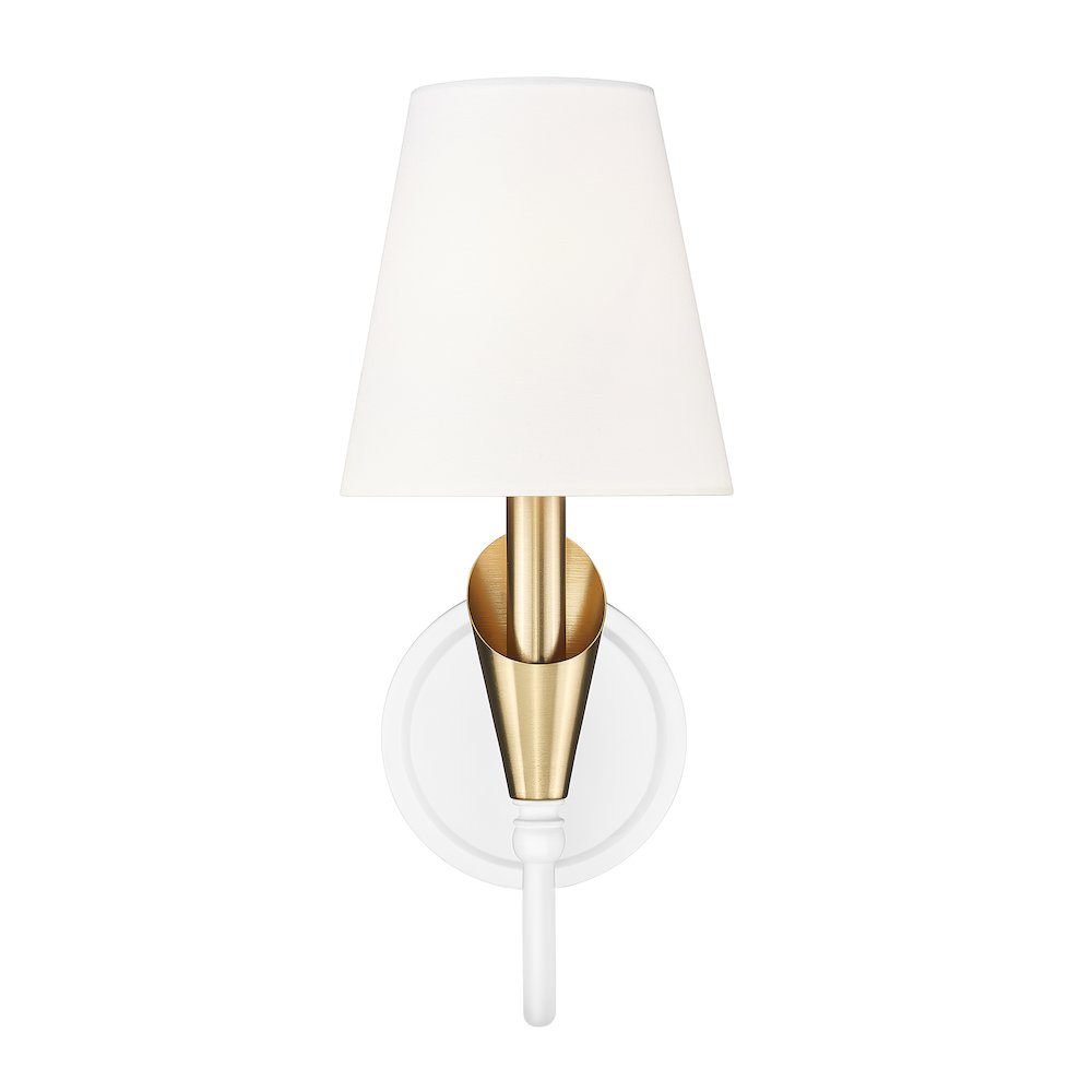 Z-Lite Claudelle 1 Light Wall Sconce in Textured White + Modern Gold color. Picture 2