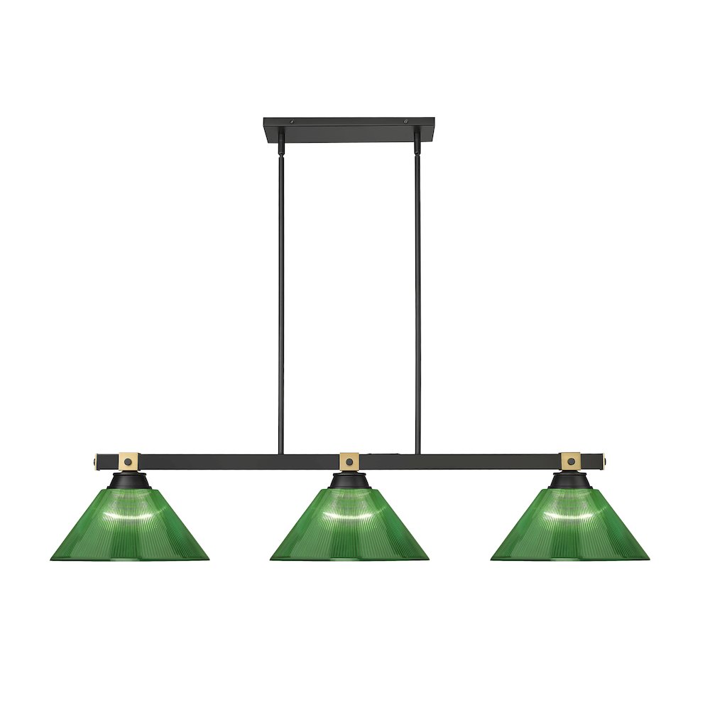 Z-Lite Bronte 3 Light Billiard, Steel Frame, Green Shade Color. Picture 2