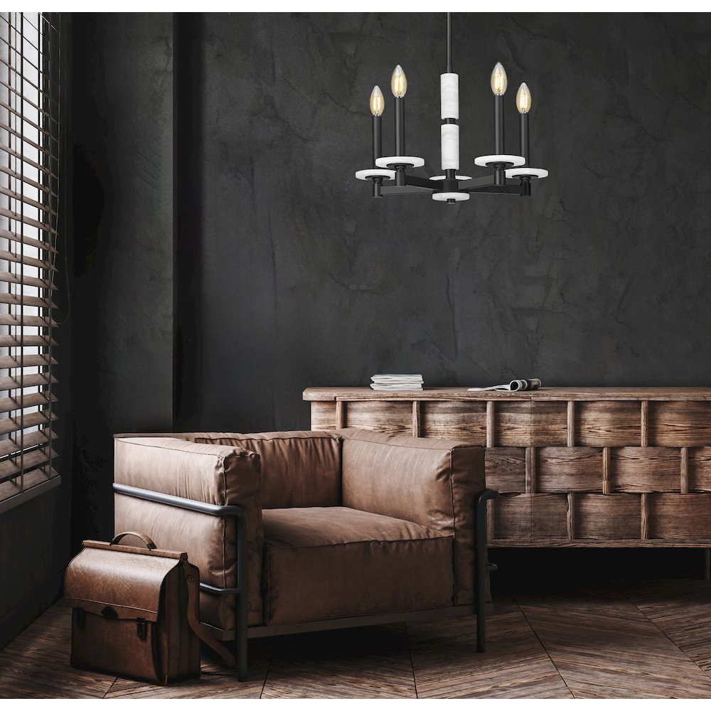Z-Lite Kaden 5 Light Chandelier in Matte Black color, Steel frame. Picture 6