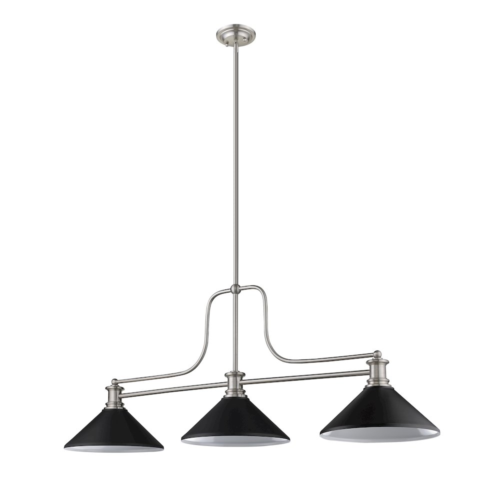 Z-Lite Melange 3 Light Billiard, Steel Frame, Matte Black Shade Color. Picture 5