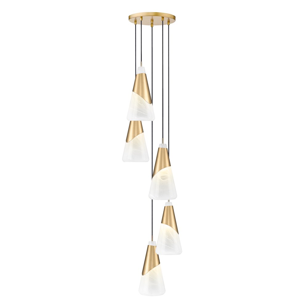 Z-Lite Aimie 5 Light Chandelier, Modern Gold. Picture 1