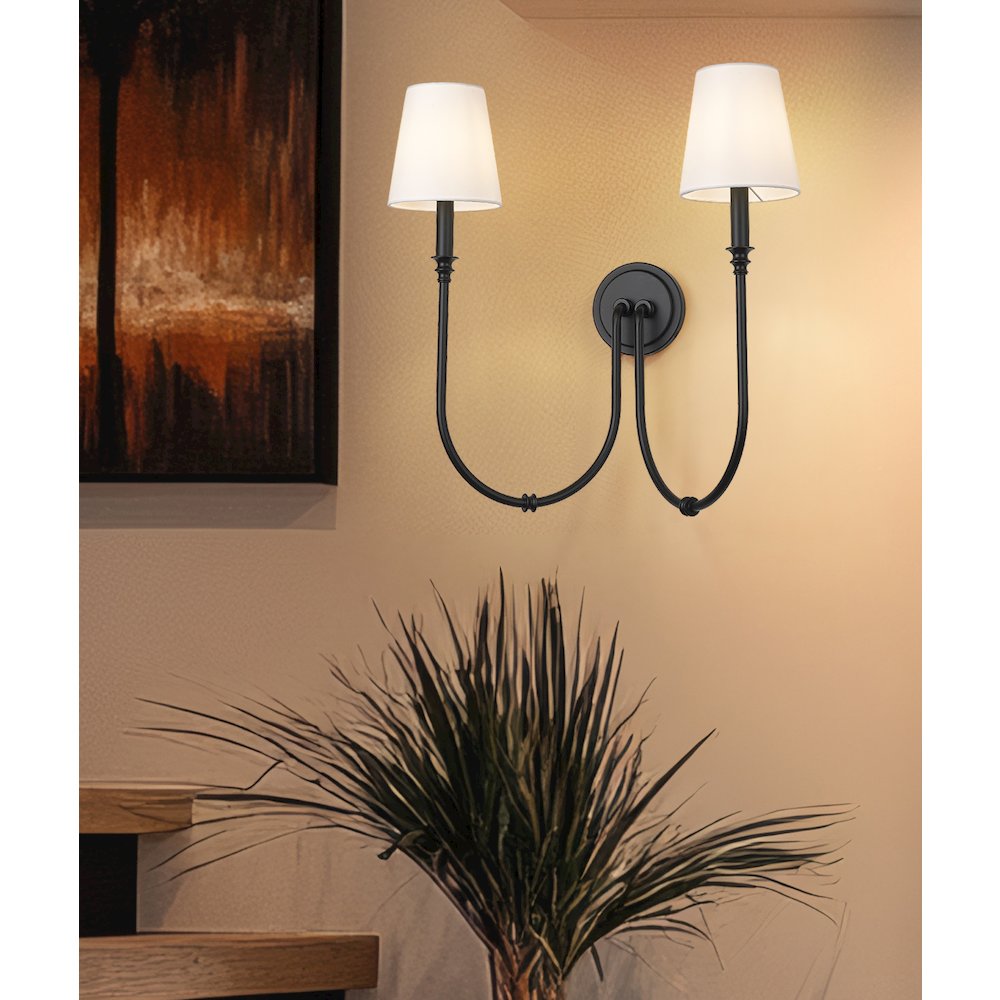 Z-Lite 2 Light Wall Sconce, Matte Black. Picture 5