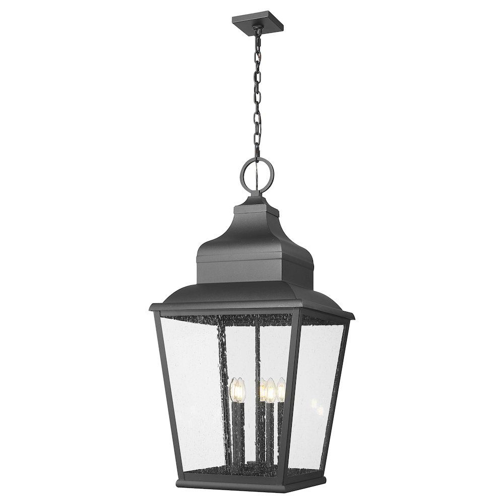 Z-Lite 5 Light Outdoor Chain Mount Ceiling Fixture, Sand Black. Picture 1