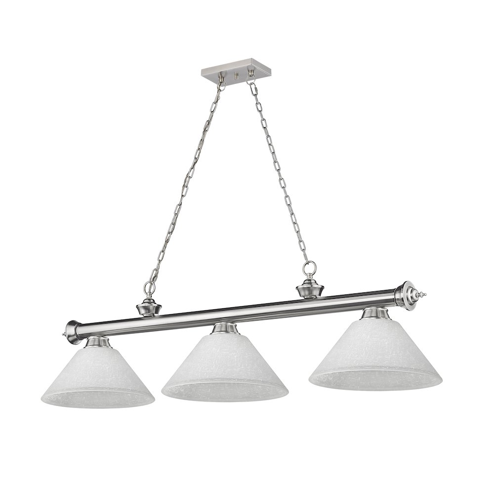Z-Lite Cordon 3 Light Billiard, Steel Frame, White Linen Shade Color. Picture 5