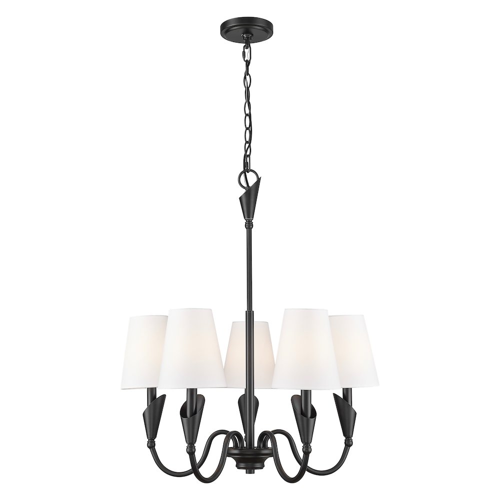 Z-Lite Claudelle 5 Light Chandelier in Matte Black color, Steel frame. Picture 1