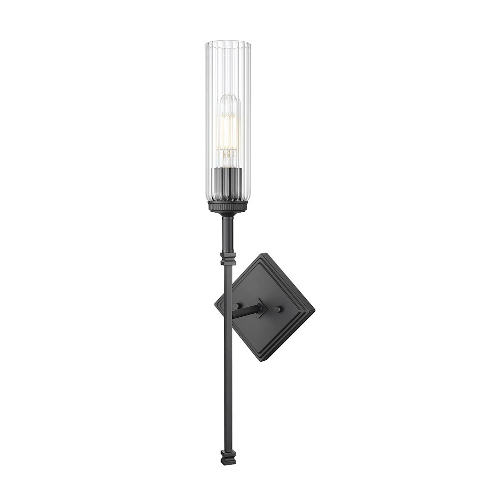 Z-Lite 1 Light Wall Sconce, Matte Black. Picture 1