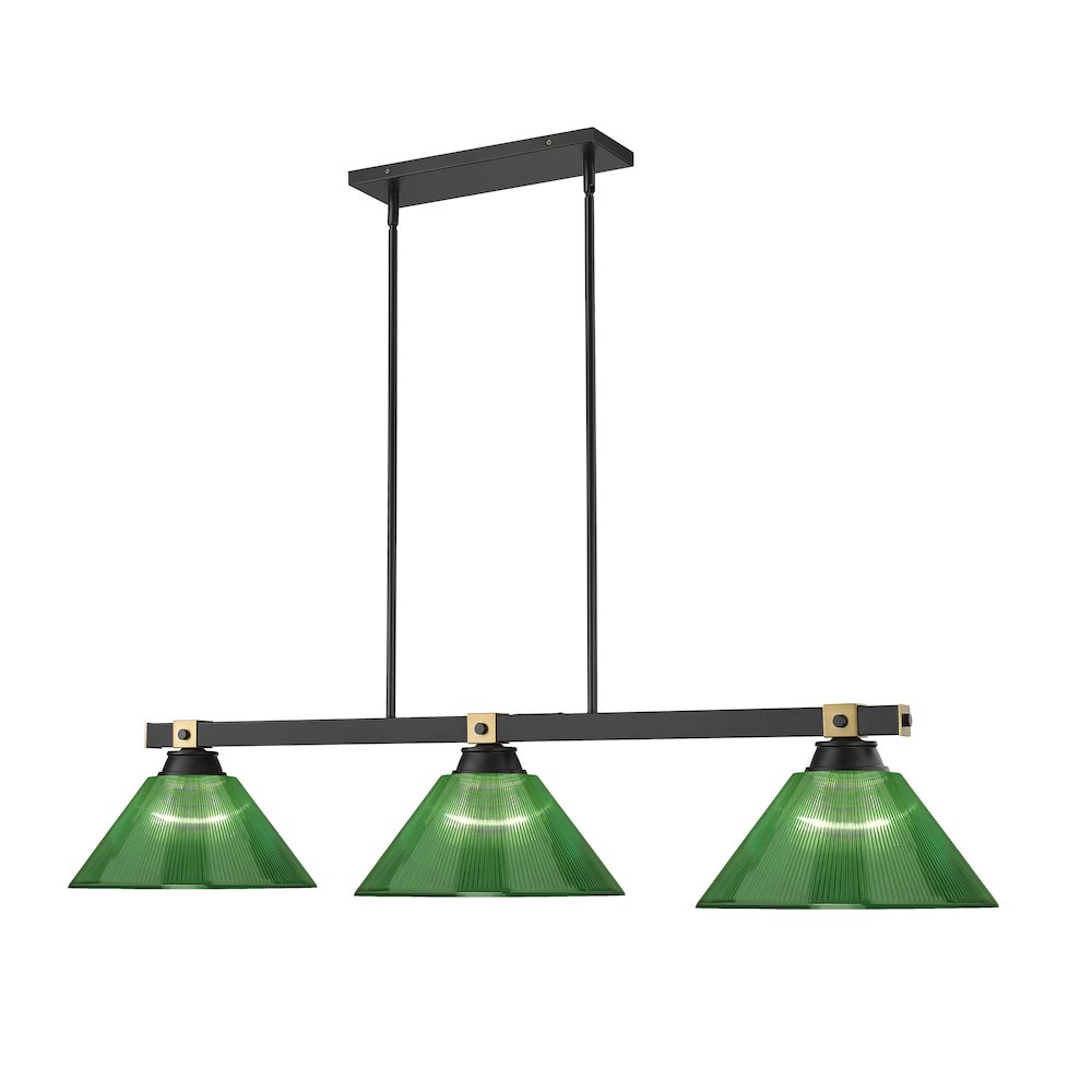 Z-Lite Bronte 3 Light Billiard, Steel Frame, Green Shade Color. Picture 3