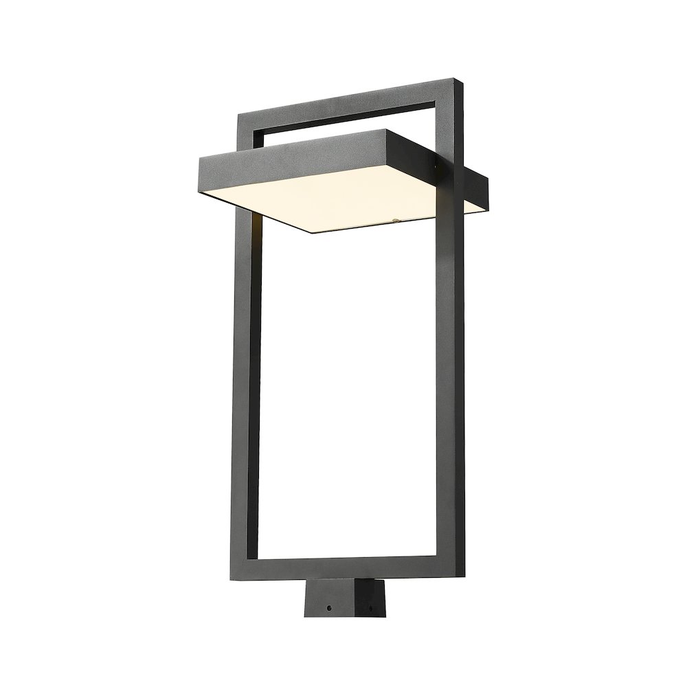 Z-Lite Luttrel 1 Light Outdoor Post Mount Fixture in Black Frame Finish. Picture 3