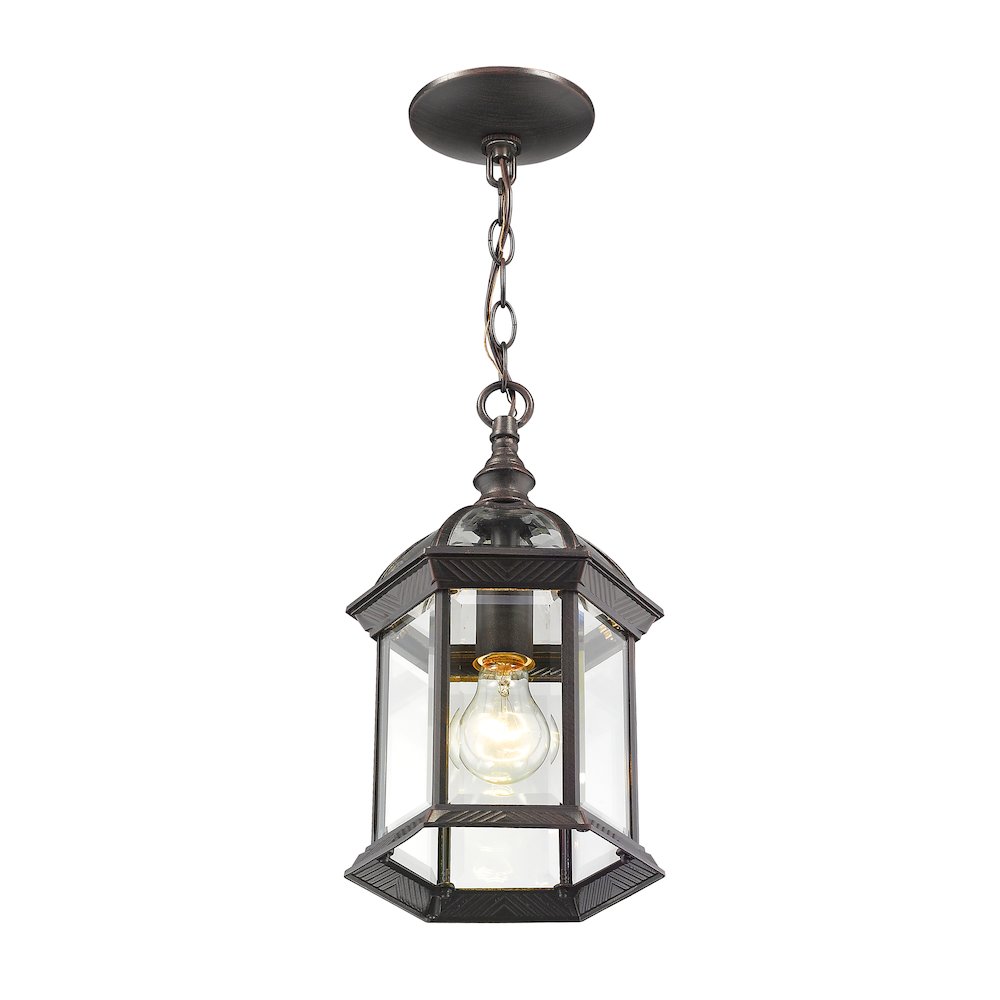 Z-Lite Annex 1 Light Outdoor Chain Mount Ceiling Fixture, Rust. Picture 2