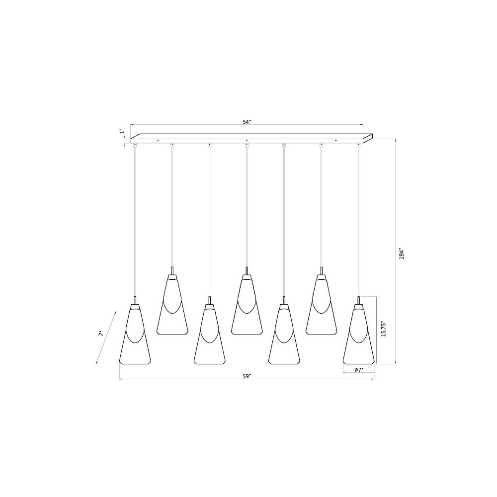 Z-Lite Aimie 7 Light Linear Chandelier, Matte Black. Picture 8
