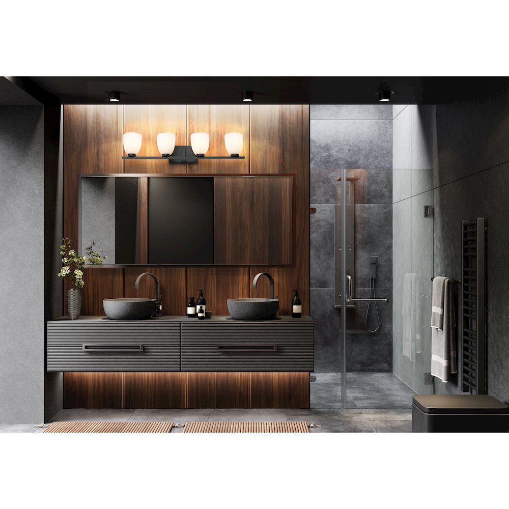 Z-Lite Naya 4 Light Vanity in Matte Black color, Steel frame. Picture 6