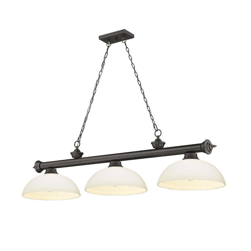 Z-Lite Cordon 3 Light Billiard, Steel Frame, Matte Opal Shade Color. Picture 1