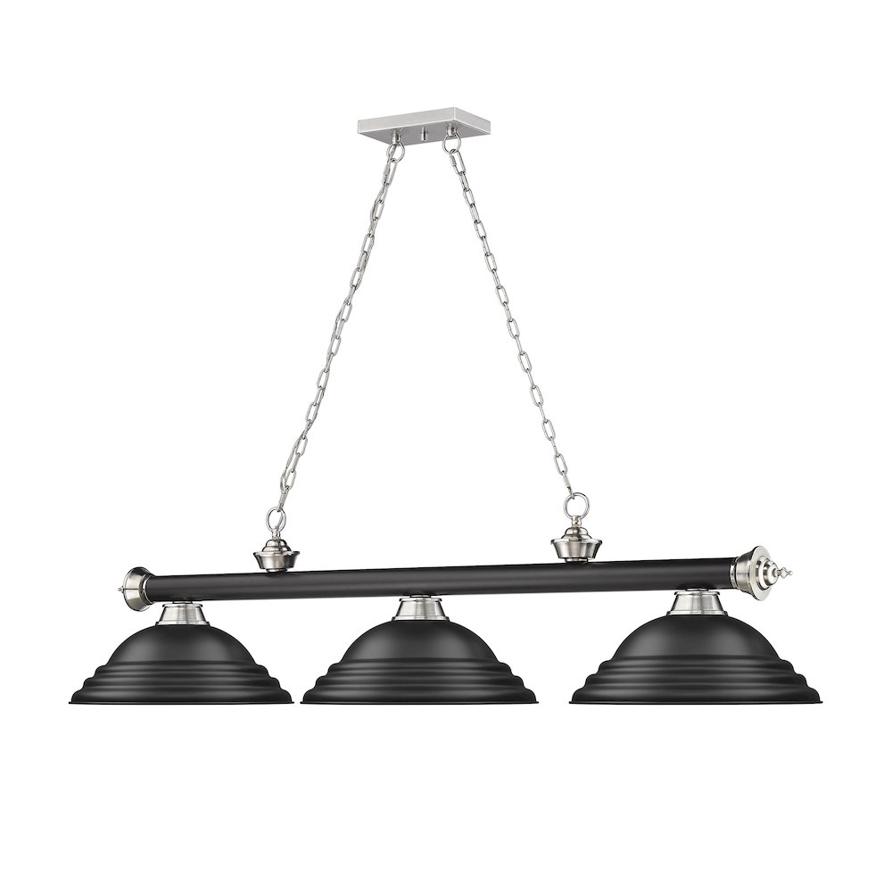 Z-Lite Cordon 3 Light Billiard, Steel Frame, Matte Black Shade Color. Picture 3