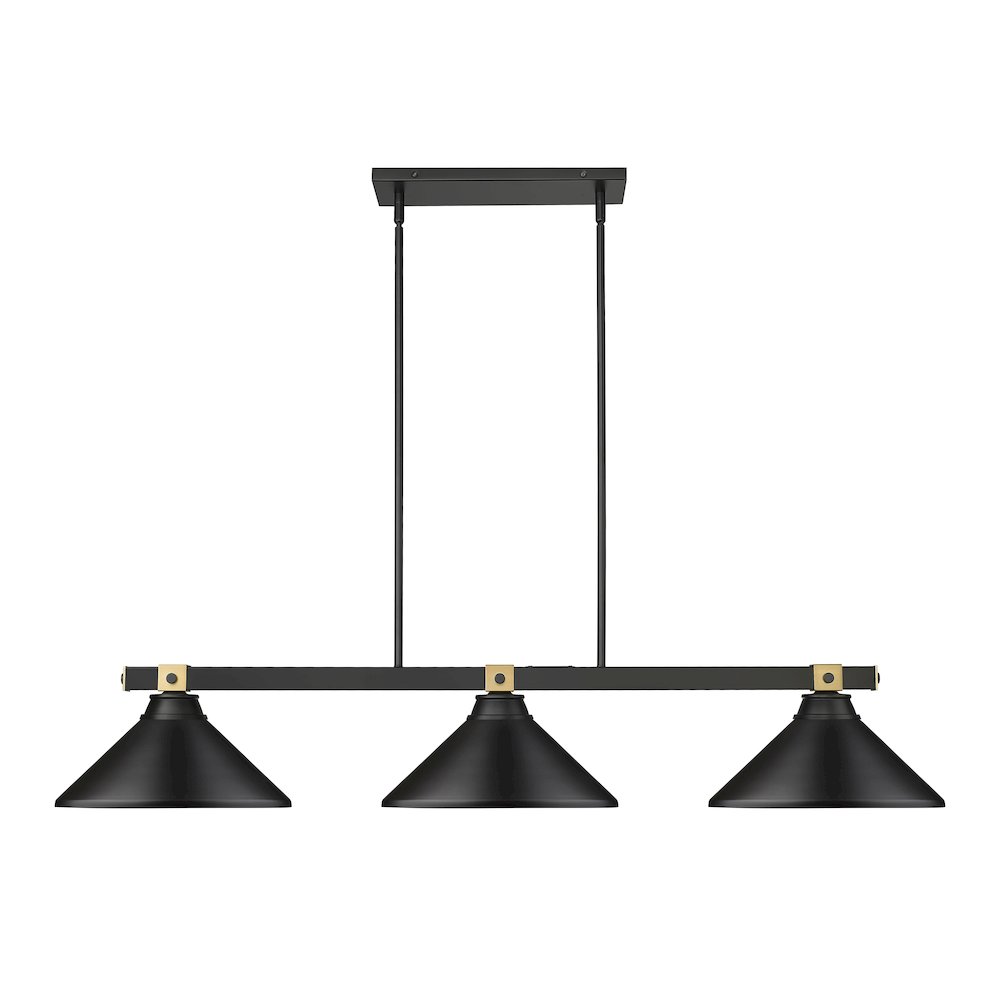 Z-Lite Bronte 3 Light Billiard, Steel Frame, Matte Black Shade Color. Picture 2