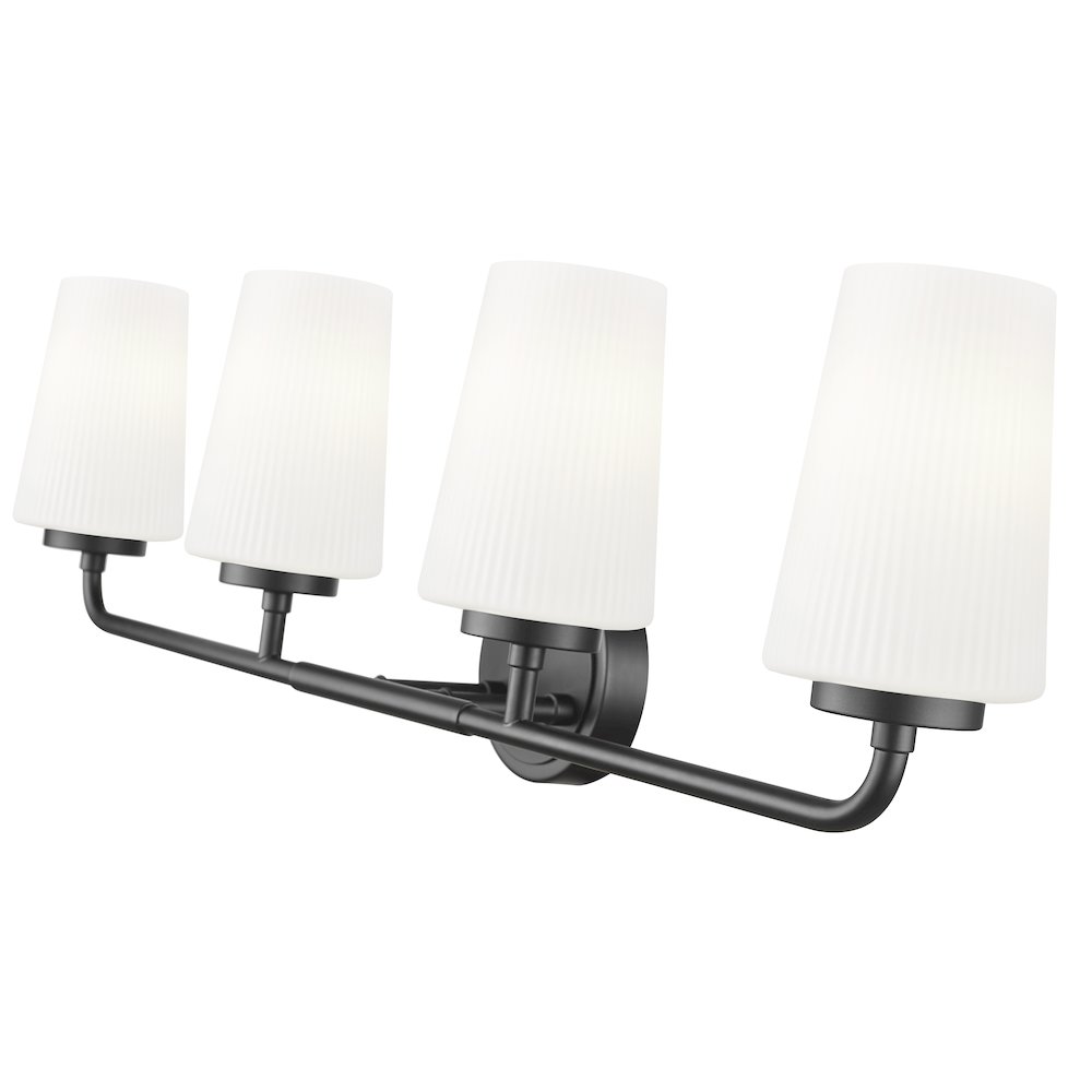 Z-Lite Montford 4 Light Vanity in Matte Black color, Steel frame. Picture 4