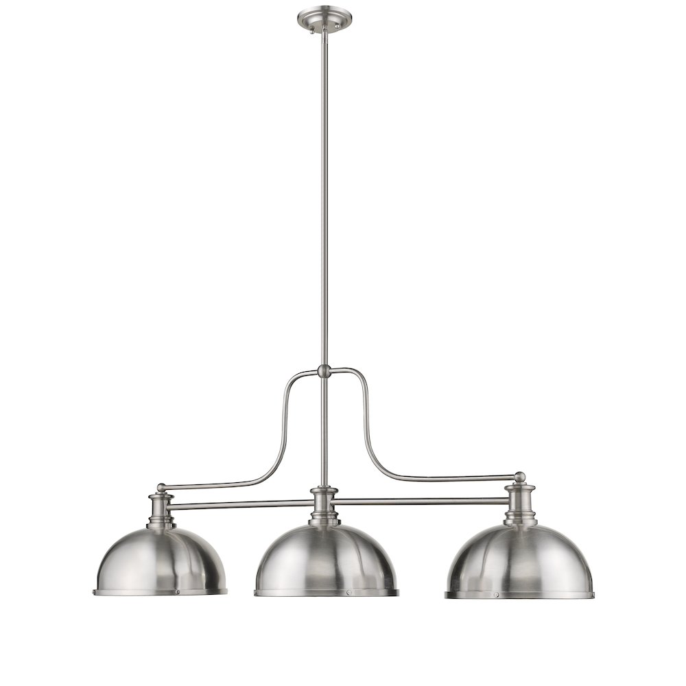 Z-Lite Melange 3 Light Billiard, Steel Frame, Brushed Nckel Shade Color. Picture 3